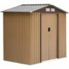 Outsunny Garden Shed Storage Unit W/Locking Door Floor Foundation Vent Yellow -Outsunny store 2093441 1