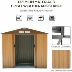 Outsunny Garden Shed Storage Unit W/Locking Door Floor Foundation Vent Yellow -Outsunny store 2093441 4