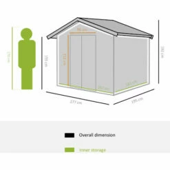 Alternative view of Outsunny 9 X 6FT Outdoor Storage Garden Shed Sliding Door Galvanised Metal Green