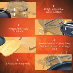 Outsunny Patio Fire Pit Barbecue Double Grill Stove Outdoor Brazier Burner BBQ -Outsunny store 2093444 5