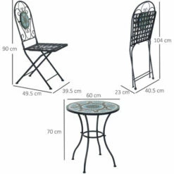 Outsunny Outdoor 3pc Bistro Set Dining Folding Chairs Patio Furniture Black -Outsunny store 2093448 2