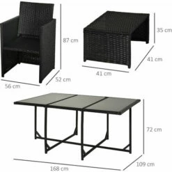 Outsunny 11pc Patio Furniture Rattan Dining Set Garden Wicker Table Chairs Seat -Outsunny store 2123156 2