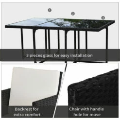 Outsunny 11pc Patio Furniture Rattan Dining Set Garden Wicker Table Chairs Seat -Outsunny store 2123156 5