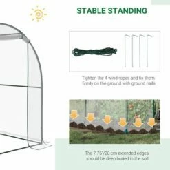 Outsunny Walk In Polytunnel Greenhouse W/ Roll Up Door PVC Cover, 2.5 X 2m -Outsunny store 2319923 5