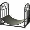 Outsunny Wrought Iron Inner Arced Wood Log Holder Indoor Outdoor Storage Black -Outsunny store 23723640 1