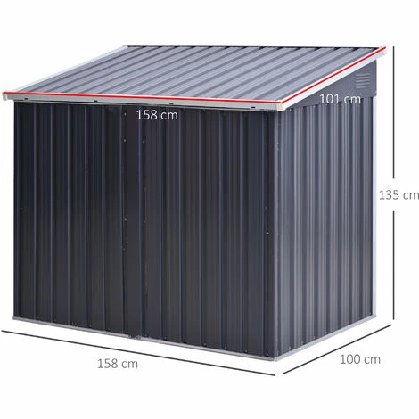 Outsunny 2-Bin Corrugated Steel Rubbish Storage Shed W/ Locking Doors Lid Unit 4 Outsunny 2-Bin Corrugated Steel Rubbish Storage Shed W/ Locking Doors Lid Unit - Image 2