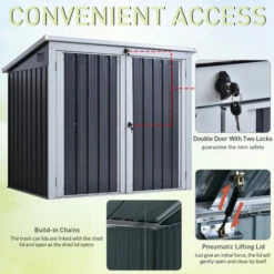 Outsunny 2-Bin Corrugated Steel Rubbish Storage Shed W/ Locking Doors Lid Unit 10 Outsunny 2-Bin Corrugated Steel Rubbish Storage Shed W/ Locking Doors Lid Unit -Outsunny store 23986035 4