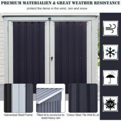 Outsunny 2-Bin Corrugated Steel Rubbish Storage Shed W/ Locking Doors Lid Unit 11 Outsunny 2-Bin Corrugated Steel Rubbish Storage Shed W/ Locking Doors Lid Unit -Outsunny store 23986035 5