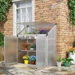 Outsunny 4x2ft 3-Tier Greenhouse Outdoor Plant Grow Aluminium Frame W/ Roof Door -Outsunny store 25844628 3