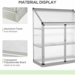 Outsunny 4x2ft 3-Tier Greenhouse Outdoor Plant Grow Aluminium Frame W/ Roof Door -Outsunny store 25844628 4