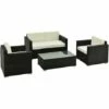 Outsunny 4PC Rattan Sofa Set Outdoor Coffee Table Chair Wicker Garden Black -Outsunny store 2679958 1