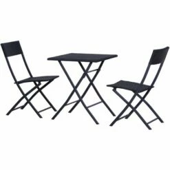 Outsunny 3PC Bistro Set Rattan Furniture Outdoor Garden Folding Chair Table