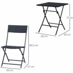 Alternative view of Outsunny 3PC Bistro Set Rattan Furniture Outdoor Garden Folding Chair Table
