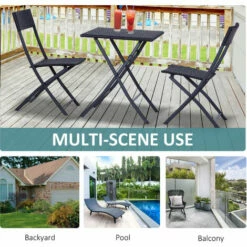 Outsunny 3PC Bistro Set Rattan Furniture Outdoor Garden Folding Chair Table -Outsunny store 2679959 4