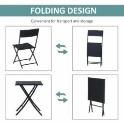 Outsunny 3PC Bistro Set Rattan Furniture Outdoor Garden Folding Chair Table -Outsunny store 2679959 5