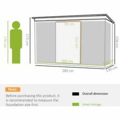 Outsunny 9 X 4FT Outdoor Metal Frame Garden Storage Shed W/ 2 Door, Dark Green -Outsunny store 27176387 2