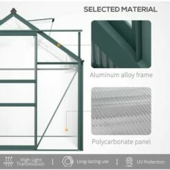 Outsunny 6x10ft Walk-In Polycarbonate Greenhouse Plant Grow Galvanized Aluminium 11 Outsunny 6x10ft Walk-In Polycarbonate Greenhouse Plant Grow Galvanized Aluminium -Outsunny store 27176393 5