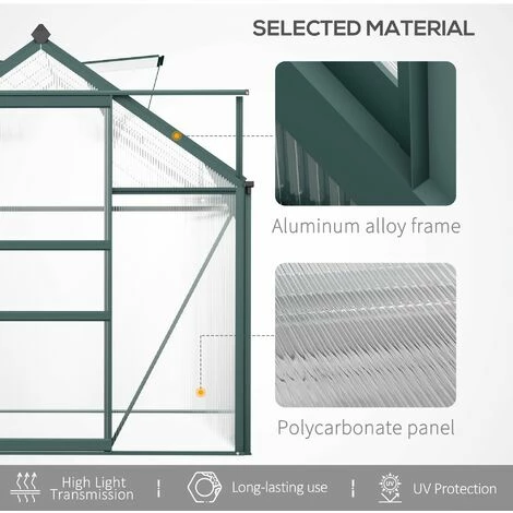 Outsunny 6x10ft Walk-In Polycarbonate Greenhouse Plant Grow Galvanized Aluminium 7 Outsunny 6x10ft Walk-In Polycarbonate Greenhouse Plant Grow Galvanized Aluminium - Image 5