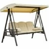 Outsunny 3 Seat Garden Swing Chair Patio Steel Swing Bench W/ Cup Trays Beige 2 Outsunny 3 Seat Garden Swing Chair Patio Steel Swing Bench W/ Cup Trays Beige -Outsunny store 2739434 1
