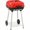 Outsunny Charcoal Trolley BBQ Garden Barbecue Cooker Grill Wheel, Black And Red -Outsunny store 2739484 1