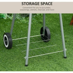 Outsunny Charcoal Trolley BBQ Garden Barbecue Cooker Grill Wheel, Black And Red -Outsunny store 2739484 5