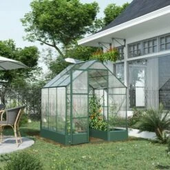 Outsunny Walk-in Greenhouse Garden Polycarbonate Aluminium W/ Smart Window 6x6ft -Outsunny store 27862438 3