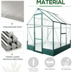Outsunny Walk-in Greenhouse Garden Polycarbonate Aluminium W/ Smart Window 6x6ft -Outsunny store 27862438 4