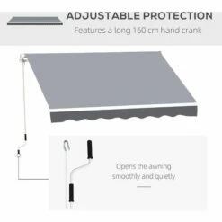 Outsunny Garden Sun Shade Canopy Retractable Awning, 2.5 X 2m, Grey 6 Outsunny Garden Sun Shade Canopy Retractable Awning, 2.5 X 2m, Grey -Outsunny store 27950730 5