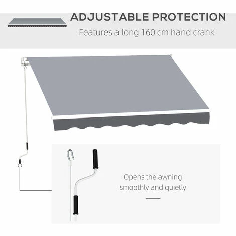 Outsunny Garden Sun Shade Canopy Retractable Awning, 2.5 x 2m, Grey Outsunny Garden Sun Shade Canopy Retractable Awning, 2.5 X 2m, Grey -Outsunny store 27950730 5
