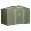 Outsunny 9 X 6FT Outdoor Storage Garden Shed Sliding Door Galvanised Metal Green -Outsunny store 27950738 1