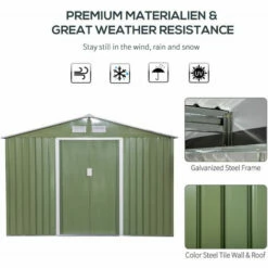 Outsunny 9 X 6FT Outdoor Storage Garden Shed Sliding Door Galvanised Metal Green -Outsunny store 27950738 4