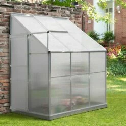 Outsunny Walk-In Garden Greenhouse Cold Frame Aluminum Polycarbonate 6 X 4ft -Outsunny store 27950764 3