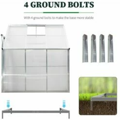 Outsunny Walk-In Garden Greenhouse Cold Frame Aluminum Polycarbonate 6 X 4ft -Outsunny store 27950764 4