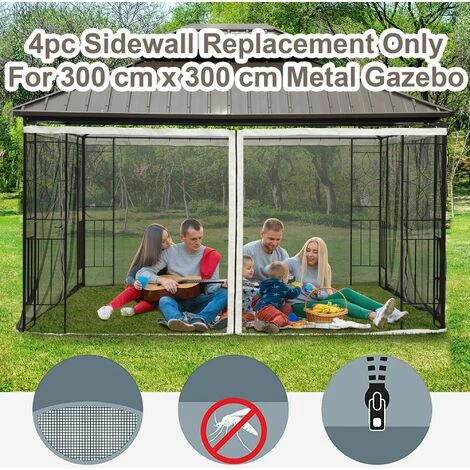 Outsunny 10 X 10ft Gazebo Replacement Mosquito Netting Screen Walls Black 7 Outsunny 10 X 10ft Gazebo Replacement Mosquito Netting Screen Walls Black - Image 5