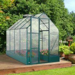 Outsunny Walk-in Greenhouse Garden Polycarbonate Aluminium W/ Smart Window 6x8ft -Outsunny store 28047265 3
