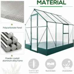 Outsunny Walk-in Greenhouse Garden Polycarbonate Aluminium W/ Smart Window 6x8ft -Outsunny store 28047265 4