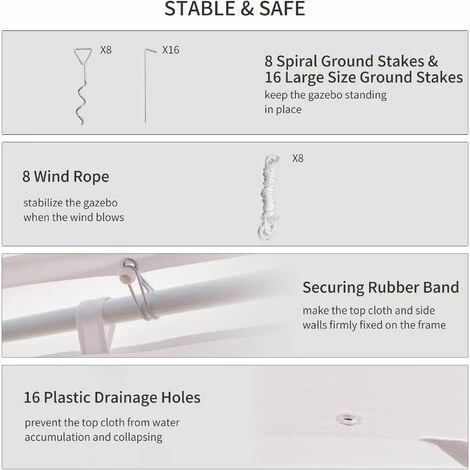 Outsunny 6.8 x 5m Garden Octagonal Gazebo Party Wedding Tent Heavy Duty Marquee Outsunny 6.8 X 5m Garden Octagonal Gazebo Party Wedding Tent Heavy Duty Marquee -Outsunny store 2817893 4