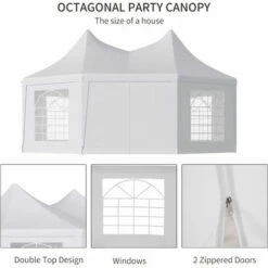 Outsunny 6.8 X 5m Garden Octagonal Gazebo Party Wedding Tent Heavy Duty Marquee 6 Outsunny 6.8 X 5m Garden Octagonal Gazebo Party Wedding Tent Heavy Duty Marquee -Outsunny store 2817893 5