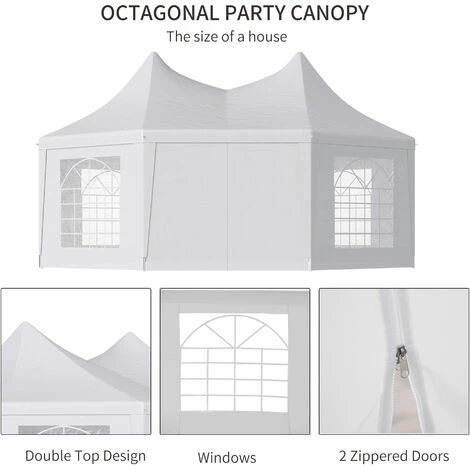 Outsunny 6.8 x 5m Garden Octagonal Gazebo Party Wedding Tent Heavy Duty Marquee Outsunny 6.8 X 5m Garden Octagonal Gazebo Party Wedding Tent Heavy Duty Marquee -Outsunny store 2817893 5