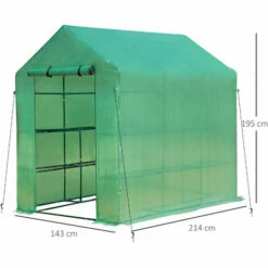 Outsunny Walk In Garden Greenhouse W/ Shelf Roll Up Door PE Cover 2 X 1.43 X 2m -Outsunny store 28187993 2