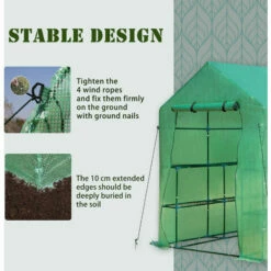 Outsunny Walk In Garden Greenhouse W/ Shelf Roll Up Door PE Cover 2 X 1.43 X 2m -Outsunny store 28187993 5