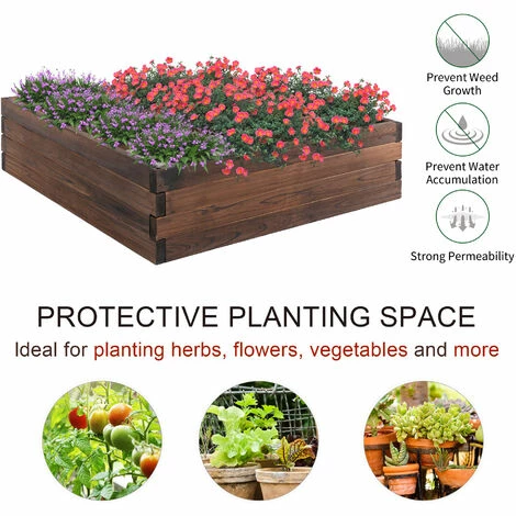 Outsunny Wooden Raised Garden Bed Planter Grow Containers Flower Pot 80 X 80cm 6 Outsunny Wooden Raised Garden Bed Planter Grow Containers Flower Pot 80 X 80cm - Image 4