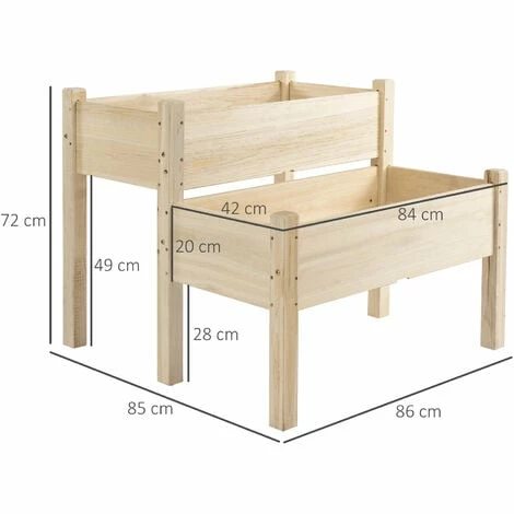Outsunny 2-Piece Solid Fir Wood Plant Raised Bed Garden Step Planter Stand Outsunny 2-Piece Solid Fir Wood Plant Raised Bed Garden Step Planter Stand -Outsunny store 28365182 2