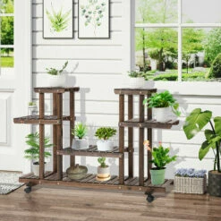 Outsunny Movable 4-Tier Garden Holder Display Shelf Outdoor Flower Display Stand -Outsunny store 28365184 3