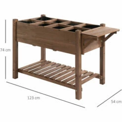 Alternative view of Outsunny Wooden Raised Plant Stand Tall Flower Bed With Shelf 123 X 54 X 74cm