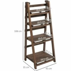 Outsunny 4-Tier Wooden Shelf Foldable Flower Pots Holder Stand Indoor Outdoor -Outsunny store 28381598 2