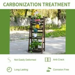 Outsunny 4-Tier Wooden Shelf Foldable Flower Pots Holder Stand Indoor Outdoor -Outsunny store 28381598 5