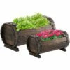 Outsunny 2PCs Wooden Flower Plant Pot Outdoor & Indoor Plant Box With Solid Wood -Outsunny store 28381603 1