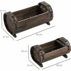 Outsunny 2PCs Wooden Flower Plant Pot Outdoor & Indoor Plant Box With Solid Wood -Outsunny store 28381603 2