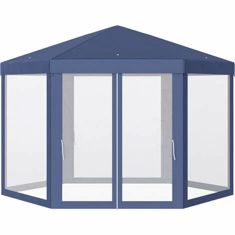 Outsunny Garden Hexagonal Gazebo Patio Outdoor Canopy Patio Party Tent Blue Outsunny Garden Hexagonal Gazebo Patio Outdoor Canopy Patio Party Tent Blue -Outsunny store 28381606 1